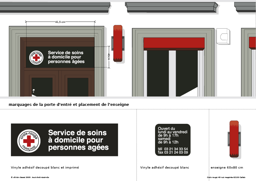 Croix Rouge, marquage architecture Logotype, design, signaletique